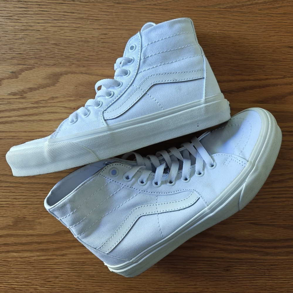 White Vans Sk8-Hi Shoes Size 8 - Picture 3 of 5